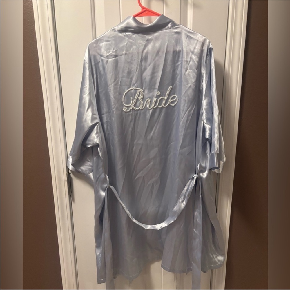 David's Bridal Light Blue Bride Robe